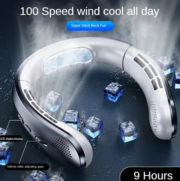 New Portable Hanging Neck Fan with display